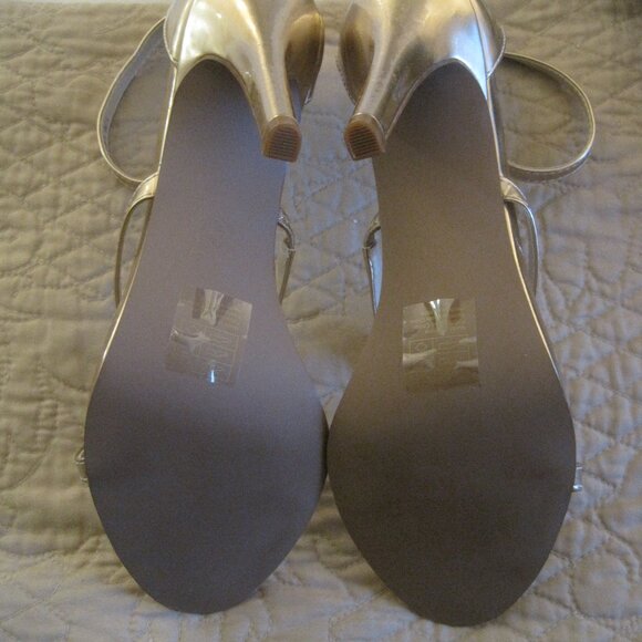 DAVID'S BRIDAL ROSE GOLD METALLIC STILETTO BACI TRIPLE STRAP HEELS 10 $69.00 NEW - Picture 6 of 6